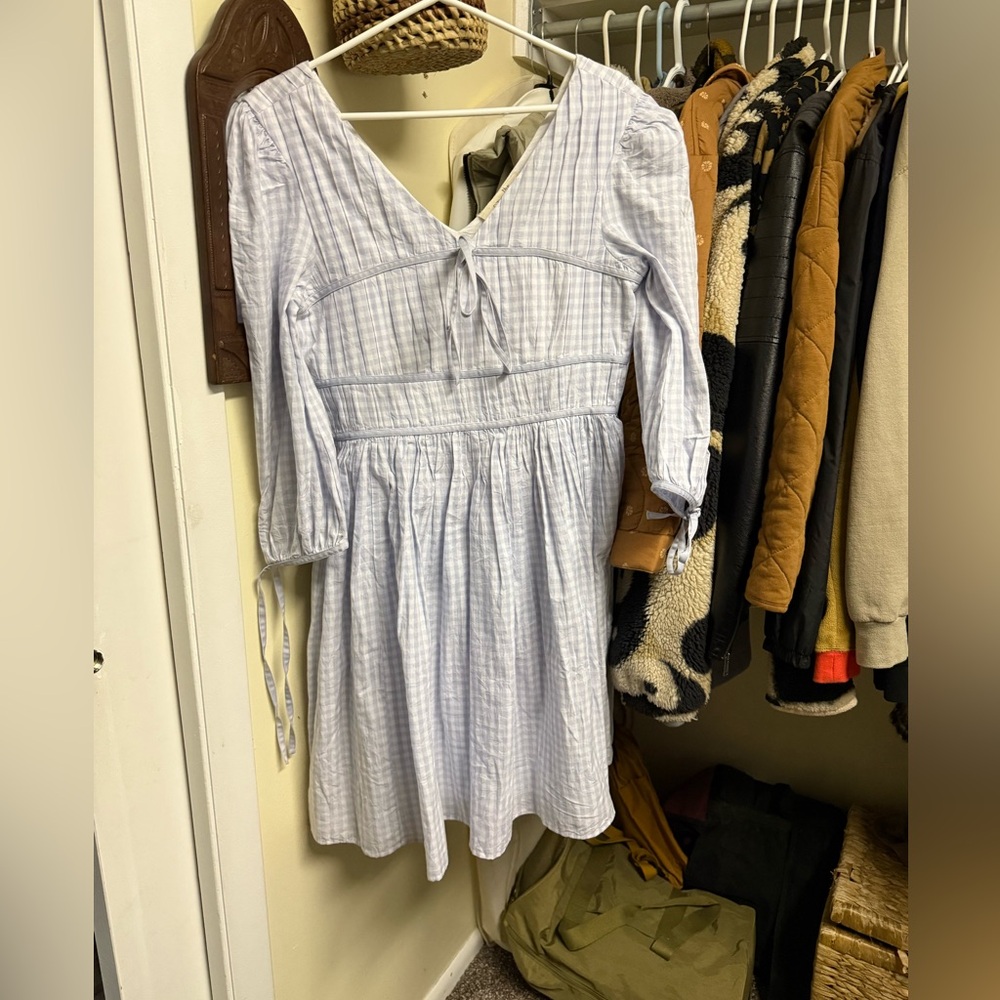 The stock place party dress in blue gingham